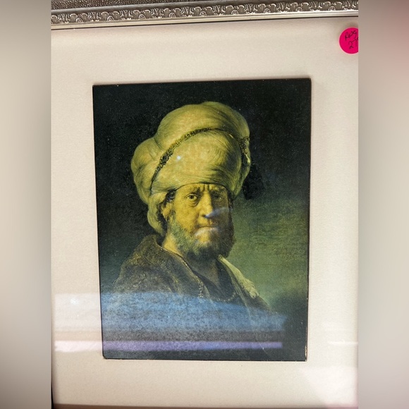 Sterling silver leaf frame Rembrandt "Man in Oriental Dress - Picture 6 of 7